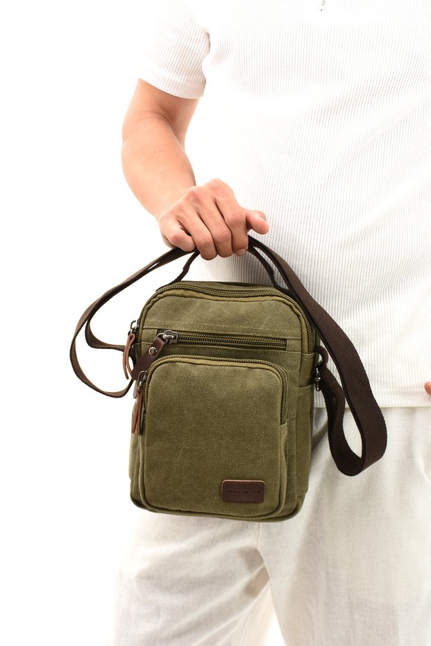 Eba-6250 Canvas (Cotton) Messenger Bag Shoulder Bag Messenger Bags Haki