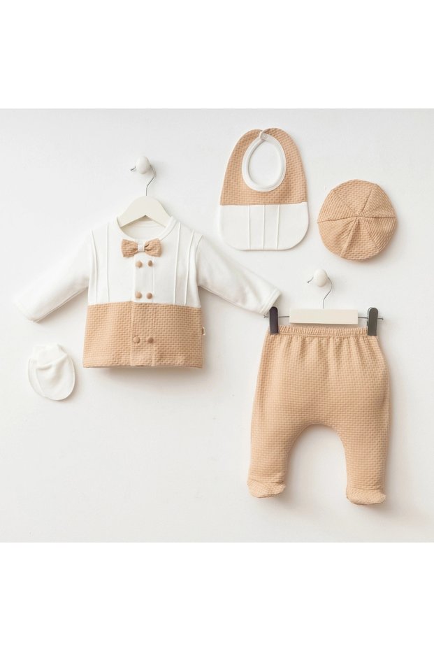 Miniycool 7073 Mnz Brand Carisma Double Button Newborn Hospital Release Male Set of 5