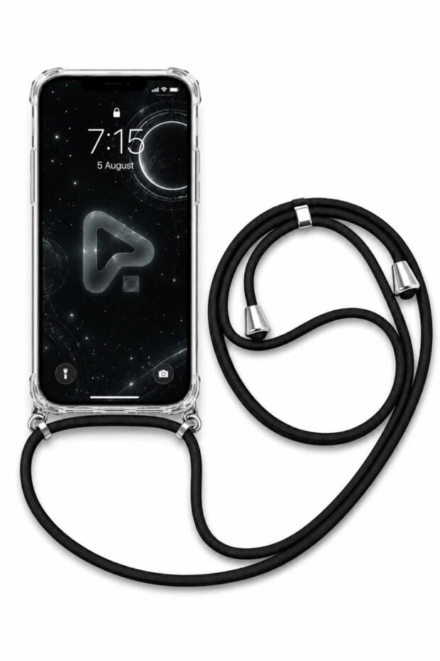 Oppo Reno 3 Transparent Tank Case with Strap and Lanyard Black