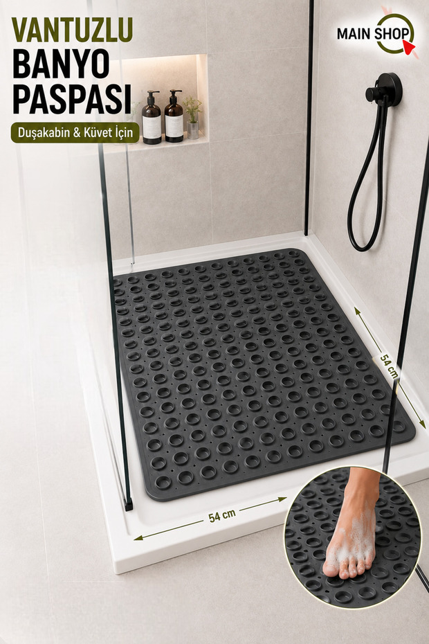 Non-Slip Sole Massage Shower Cabin and Bath Mat-Bath Tub Mat Anthracite Color M-150