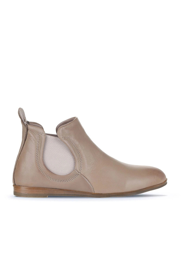 Gray Leather Women's Flat Boots 01Wp1602