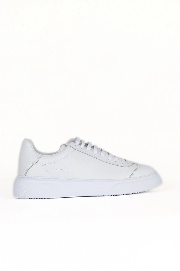 White Antique Leather Men's Sports Shoes 32Ma105