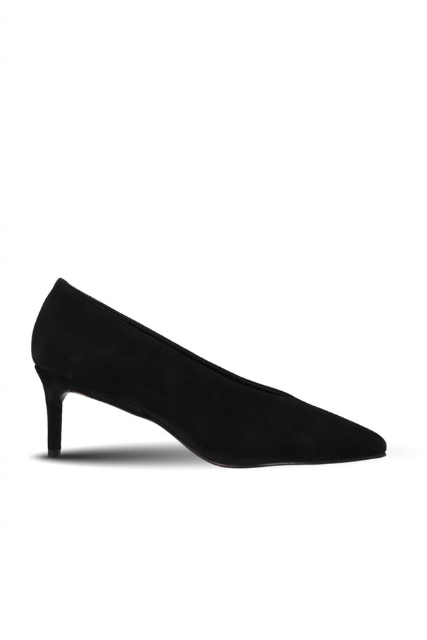 Black Suede Women's Heeled Shoes 39Wa2881