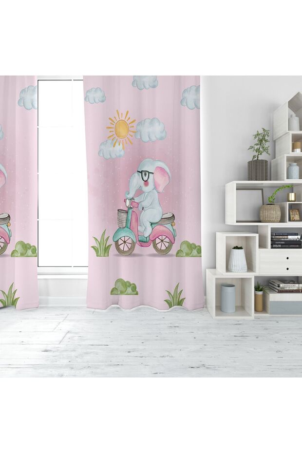 Bike Elephant Digital Printing Single Wing Fon Curtain