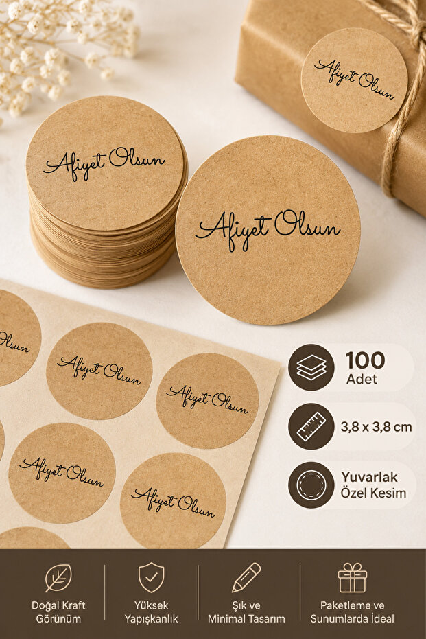 Kraft Appearance Sticker "Bon Appetit" Bird