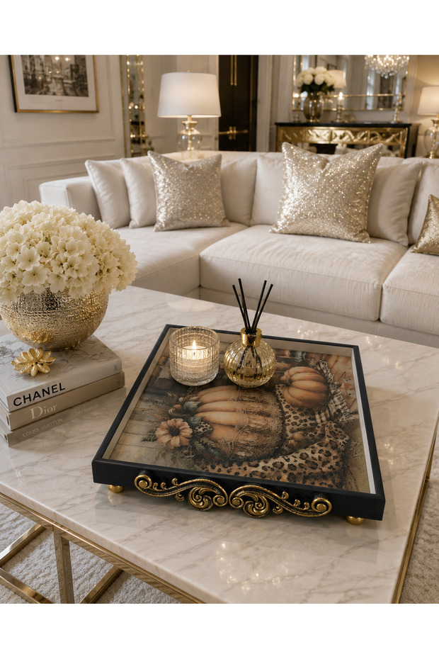 Leopard Pattern Tray Epoxy Serving Tray with Stand Christmas Gifts
