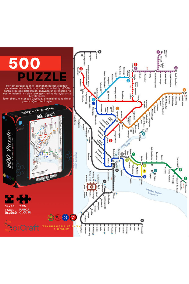 500 Piece Puzzle Tracing the Rails of Istanbul Metro Line # 209