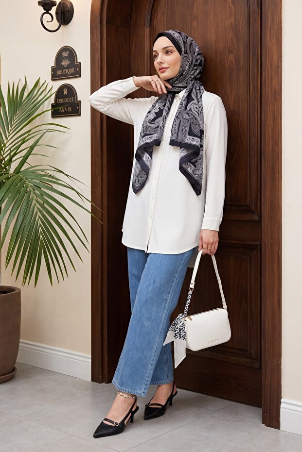 Buttoned Oversize Plain Shirt -White