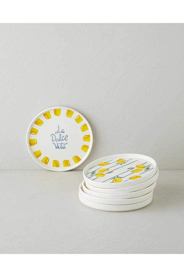 Dolce Vita Ceramic 6-Piece Cake Set 20 cm Yellow