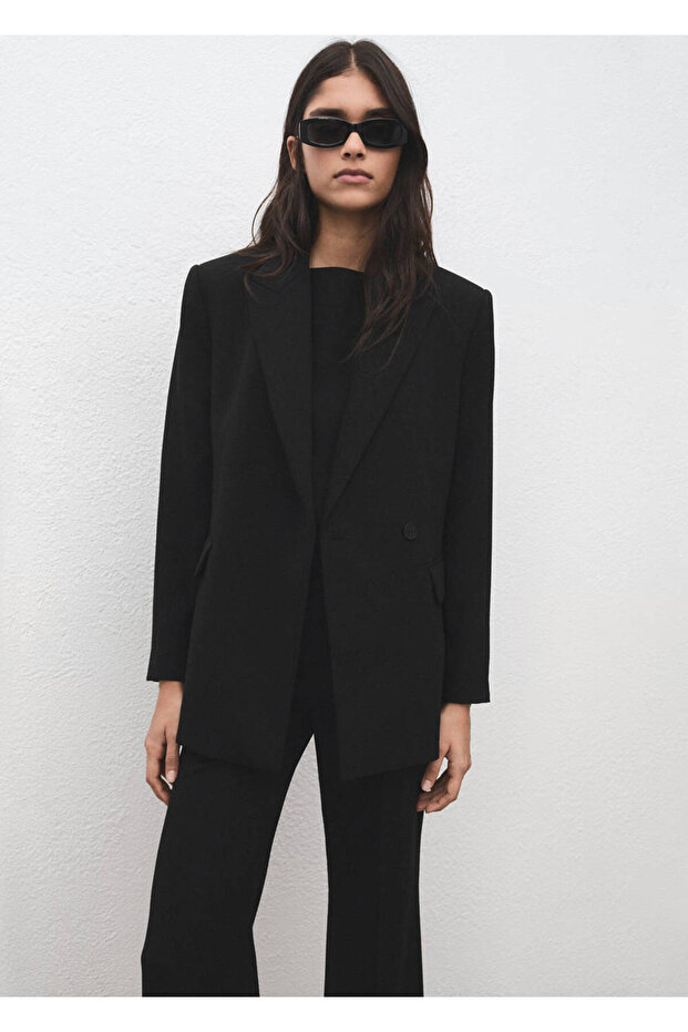 Fular detaylı blazer ceket - 7