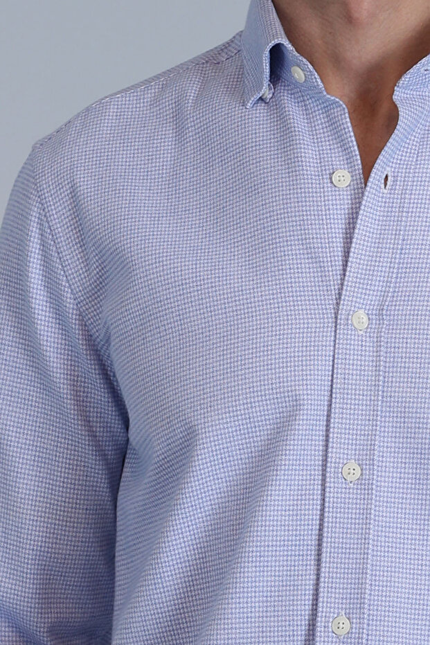 Frederik Erkek Basic Gömlek Slim Fit Açık Mavi - 3