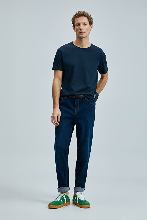 Мъжка тениска Junya Basic, тъмносиня - 2