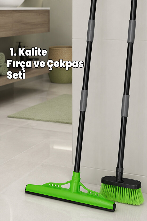 Brush Set - Detachable Handle - Household Brush and Yersil - 110 cm Handle - Quality Handle - Quality Head