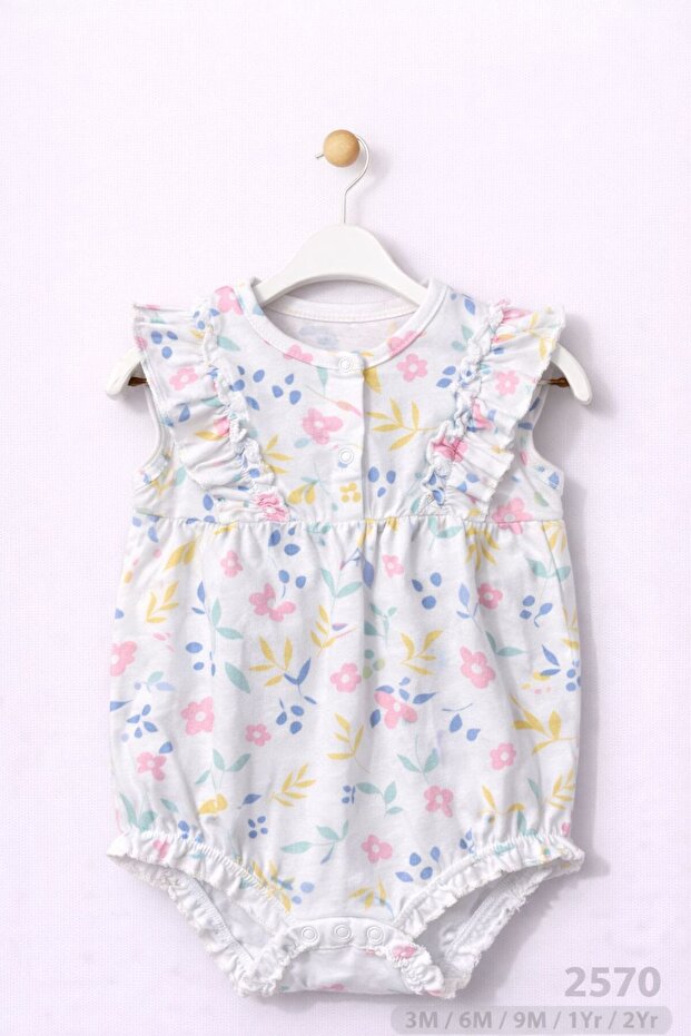 Baby Girl 100% Cotton Ruffle Patterned Bodysuit