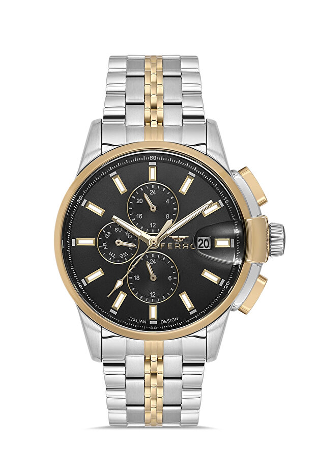 Silver/Yellow Steel Band Men's Wrist Watch Fm40135A-D2