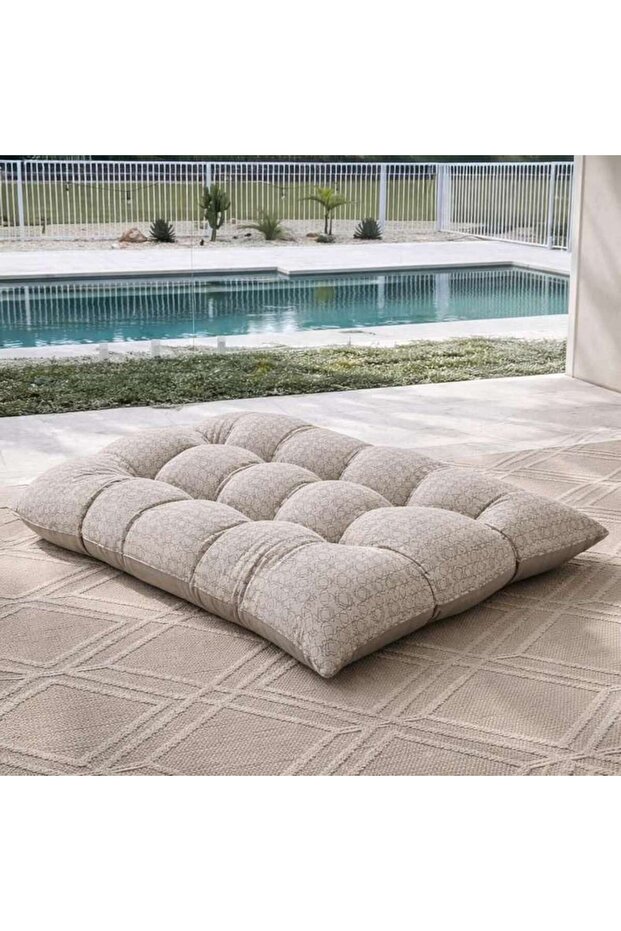Beige Leaf Curve Seat Cushion 112x81 X12cm Sewing Closure Double Pattern 240 Gsm High Qulity Mackint