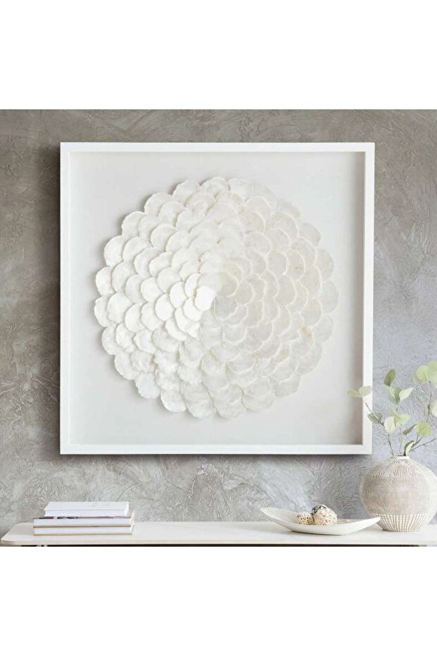Placuna Seashell Handmade Shadow Box 90x90cm - White