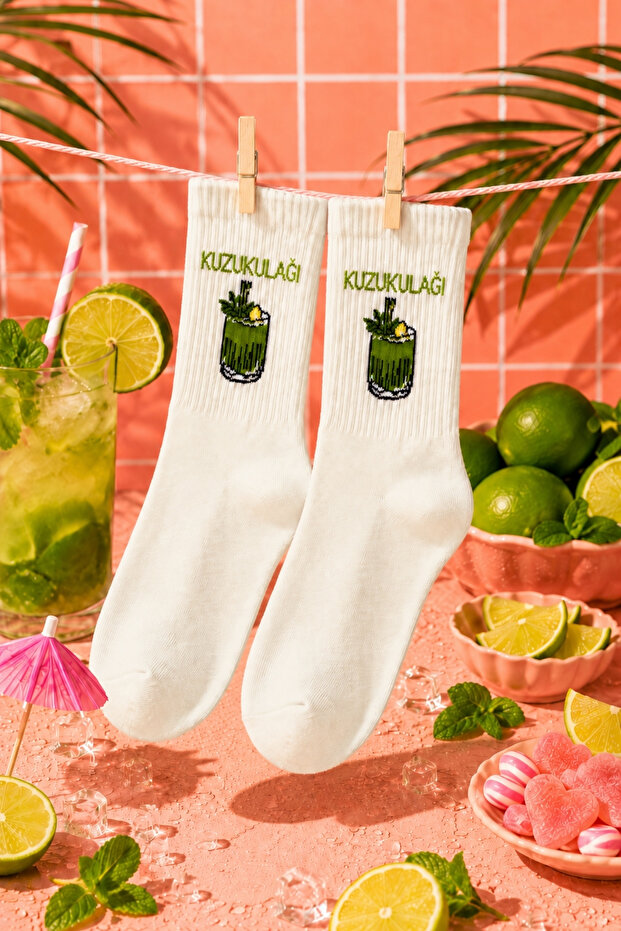 Original Good Vibes Series - Special Design 4 Season Cotton College Socks with Lamb Ear Cocktail Pattern