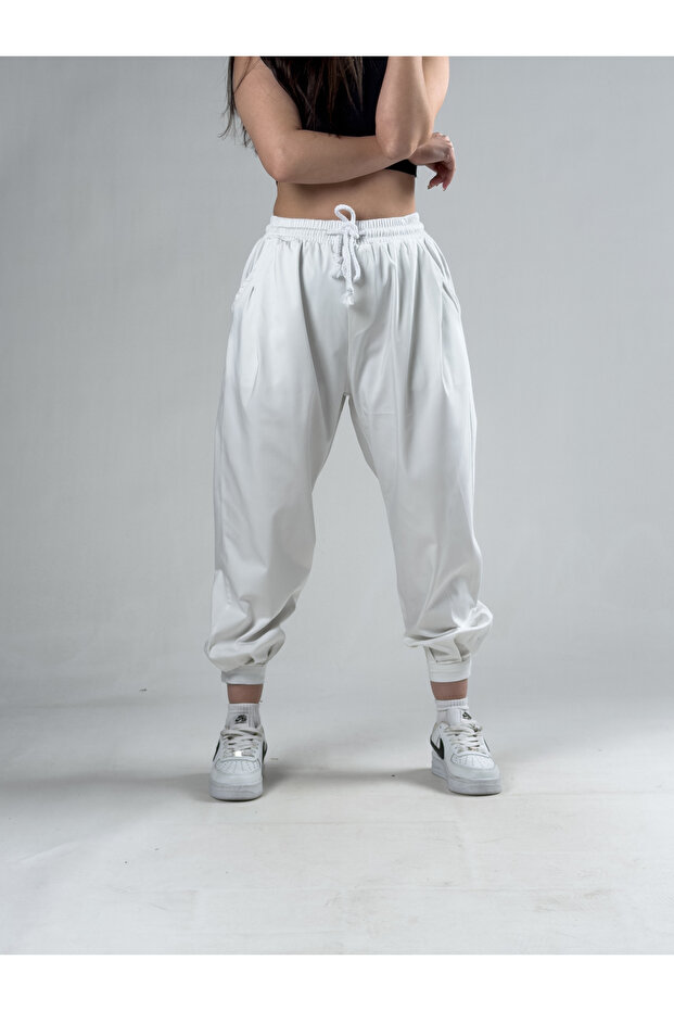 White Women's Shalwar with Velcro Legs Coc3098
