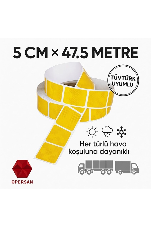 شريط عاكس لامع مخطط باللون الأصفر مقاس 50 متر × 5 سم