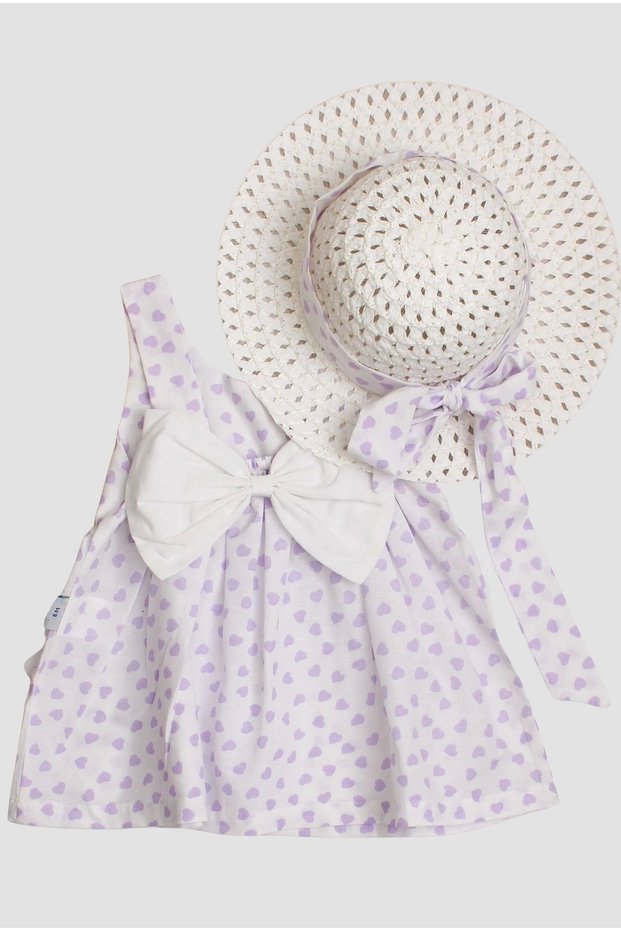 Baby Girl Dress with Hat and Heart and Bow