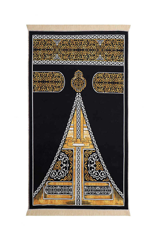 Black Kaaba Velvet Rug Prayer Rug