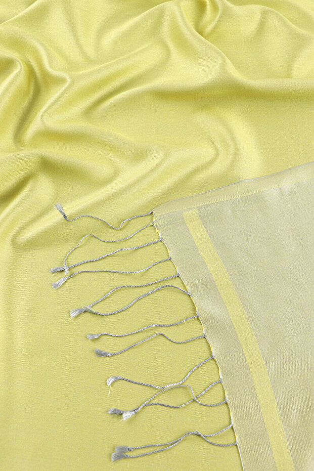 Lime Gray Double Sided Silk Shawl - 5