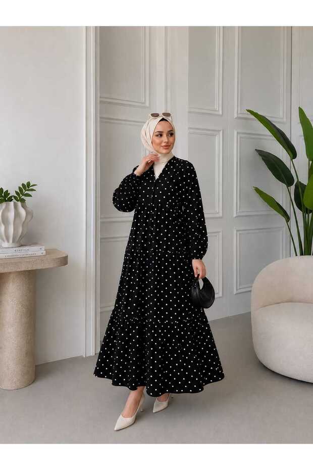 Women's Buttoned Modal Fabric Flowy Long Dress