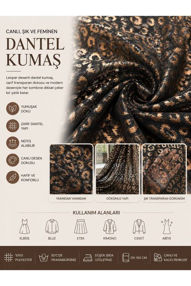 KADIN LEOPAR DANTEL KUMAŞ