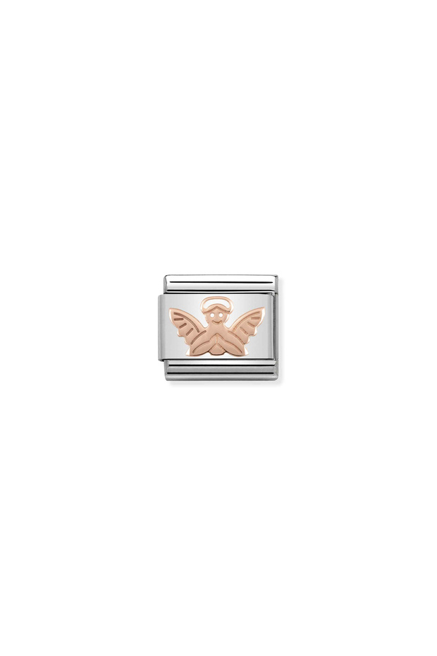 Composable Classic Symbols Stainless Steel And 9k Rose Gold Angel