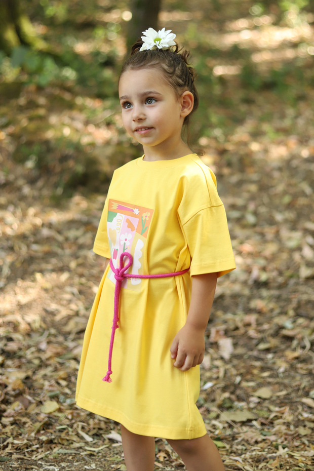 Printed T-Shirt Dress Yellow
