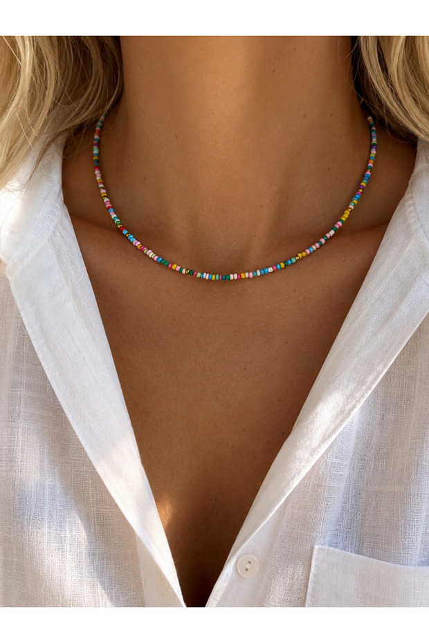 Colorful Beaded Necklace| Mix Necklace| Mixed Color Bead Necklace| Summer Necklace
