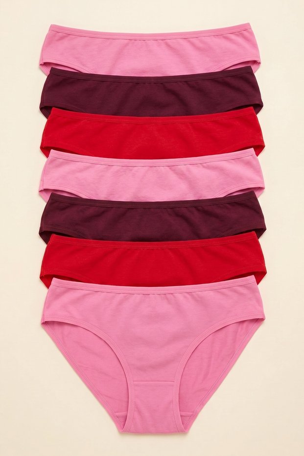Plus Size Women's Bikini Panties 7 Pack Mixed Color Cotton Comfortable Cut