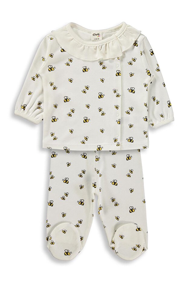 Arı Empirme 1-9 Month Pajama Set - Ecru