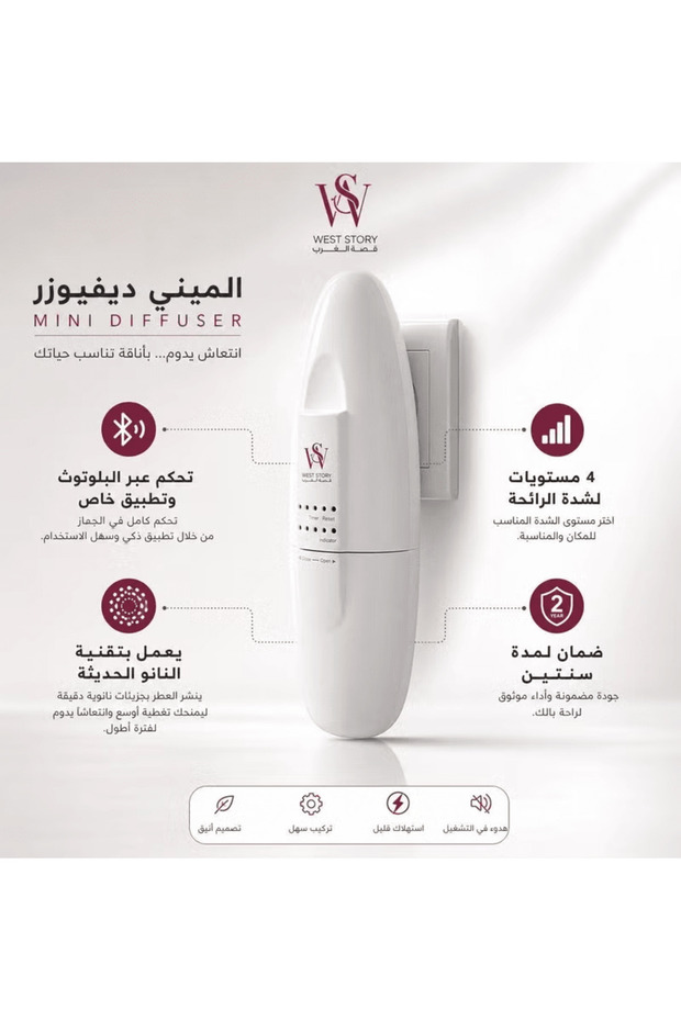 جهاز تعطير كهربائي صغير | جهاز نشر العطور الذكي | تغطية تصل إلى 50-100 متر مكعب - 5