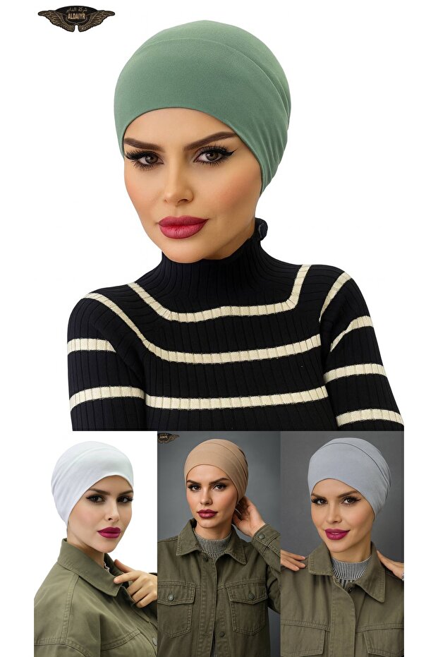 4 Pcs Hijab Elastic Non-Slip Seamless Snap-On Sea Hat Practical Hat