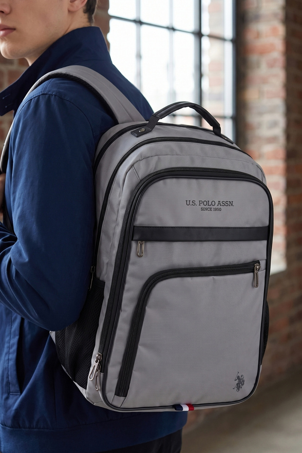 U.S. Polo Assn. 25082-25083 Backpack School Bag Travel Camping Bag Gray