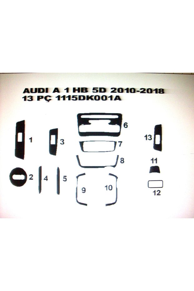 Audi A1 2010-2018 13 Piece Dashboard Trim (Color Gray)