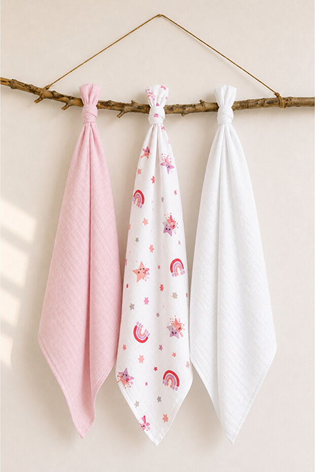Multi-Purpose 3-Piece Muslin Cover & Blanket, Swaddle Cover 100% Bulut Set