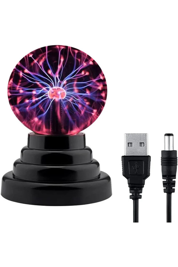 Only Touch Sensitive 3inch Red -USB Magic Plasma Ball Lamp Touch Glass LED Night Light Atmosphere Li
