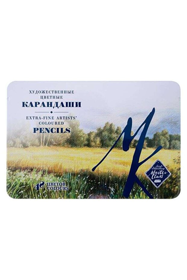 St. Petersburg Master Class Extra-Fine Artists' Dry Paint Pencil Set Metal Box 48 Pieces