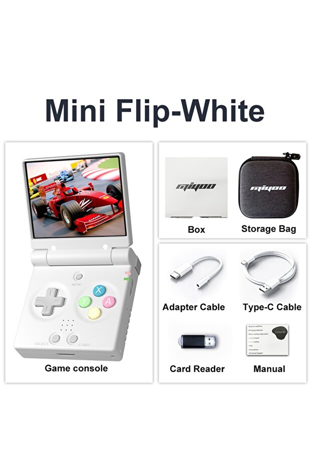 جهاز ألعاب محمول MIYOO Mini Flip ريترو بدون بطاقة (0 لعبة) - شاشة IPS 2.8 بوصة، محمول وقابل للطي