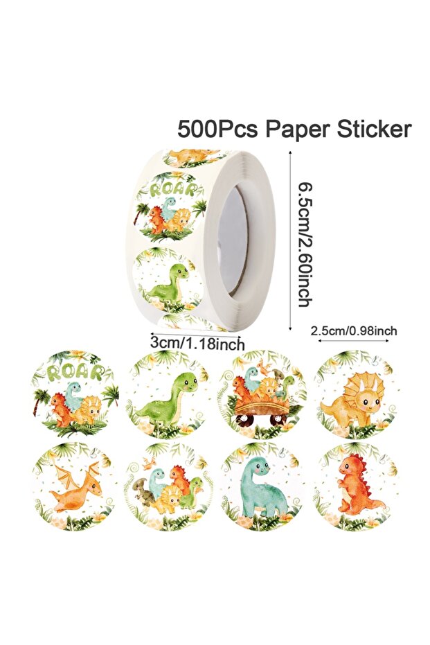 2.5cm 1 500pcs Dinosaur Candy Bags Box Stickers Happy Birthday Party Decorations Jungle Dinosaur Bir