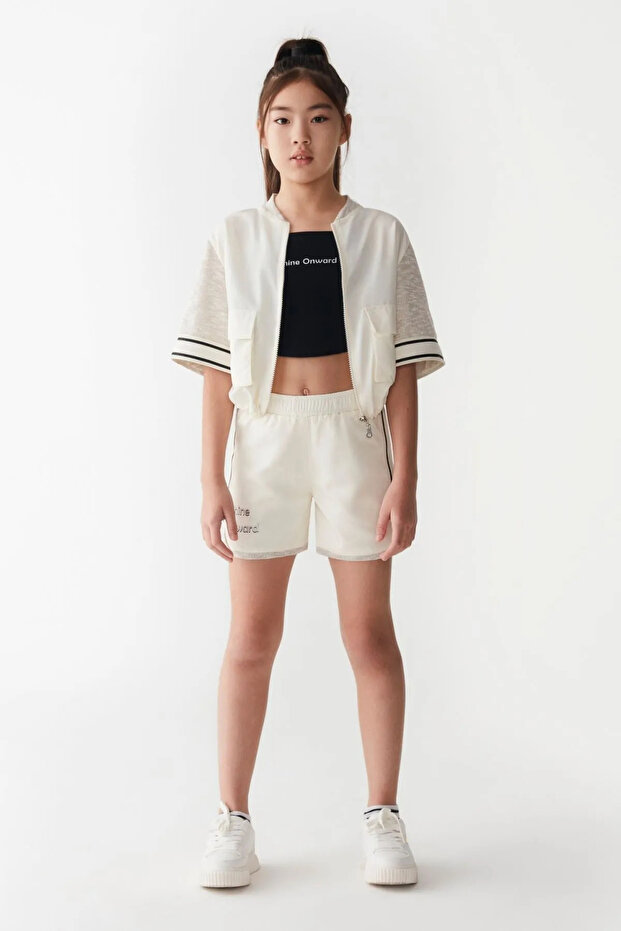 8-14 Years Shine Cool Girl's Shorts-Ecru