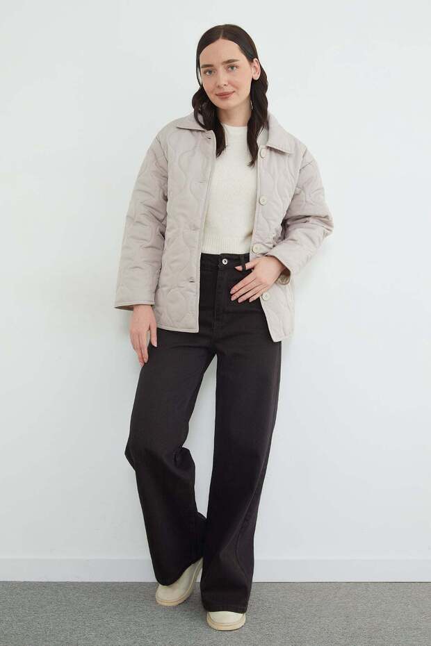 Water Wave Patterned Oversized Buttoned Coat - 2