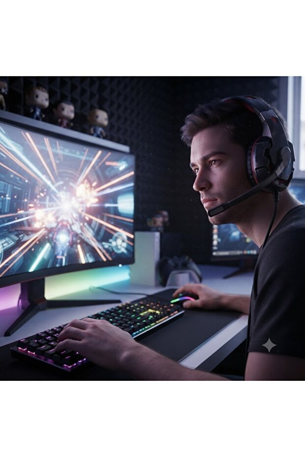 سماعات ألعاب سلكية - صوت ستيريو مع ميكروفون وإضاءة LED