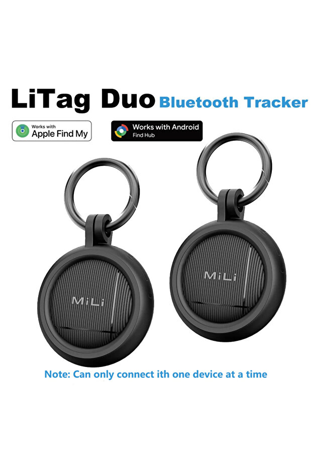 black with 2pcs case LiTag Duo Tracker Tag MiLi Smart Tag Item Finders Compatible with IOS Find My o