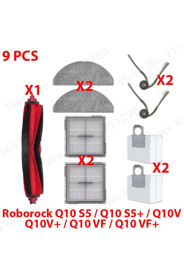 roborock Set 9 For Roborock Q10 S5 / Q10 S5+ / Q10V / Q10V+ / Q10 VF / Q10 VF+ Parts Main Brush Hepa