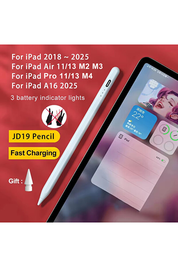 3 lights JD19 For Pencil 1 2 for iPad Pencil Bluetooth Stylus Pen for iPad A16 Air 11 M3 M2 Pro 12.