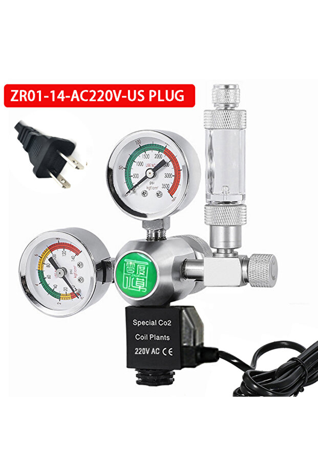 CGA320 ZR01-14-AC220V-US نظام تحكم ثاني أكسيد الكربون (CO2) للأحواض المائية، منظم CO2 للتركيب الذاتي، عداد فقاعات كهرومغناطيسي، نظام تحكم في ثاني أكسيد الكربون